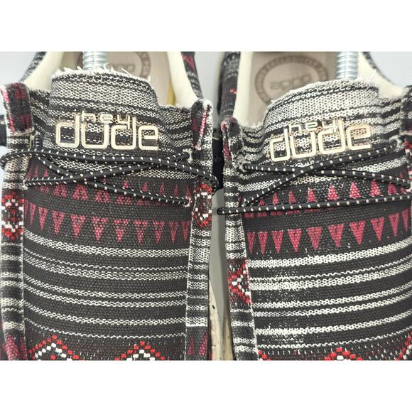 Hey Dude Mens Wally Funk Black Merlot Aztec Size 6 Rare Exclusive Travel Casual main image 16